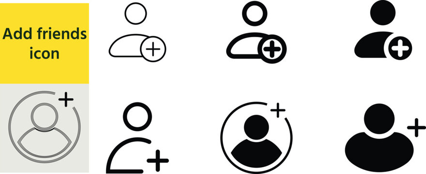 Add New User Icon Set Vector Design. add friends icon