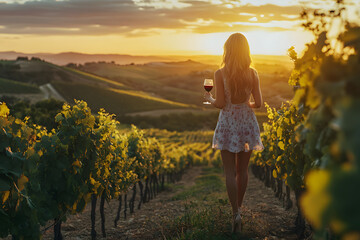 Fototapeta premium woman in the vineyard