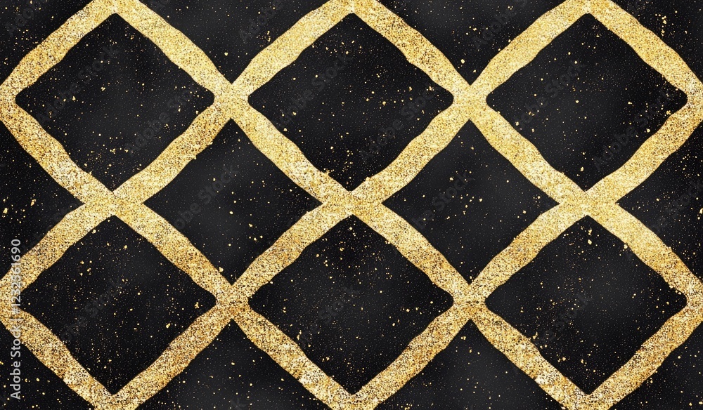 Aufkleber gold geometric pattern: a luxurious, abstract pattern featuring a grid of overlapping golden squares