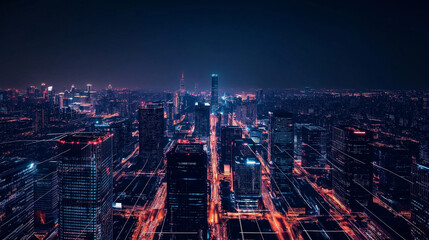Fototapeta premium Innovative digital payments in futuristic urban landscape ai-driven fintech technology concept night view