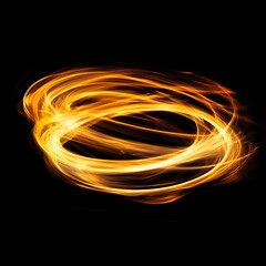 Abstract Golden Light Swirls Glowing Energy Trails Dynamic Circular Motion Fiery Orange Hues