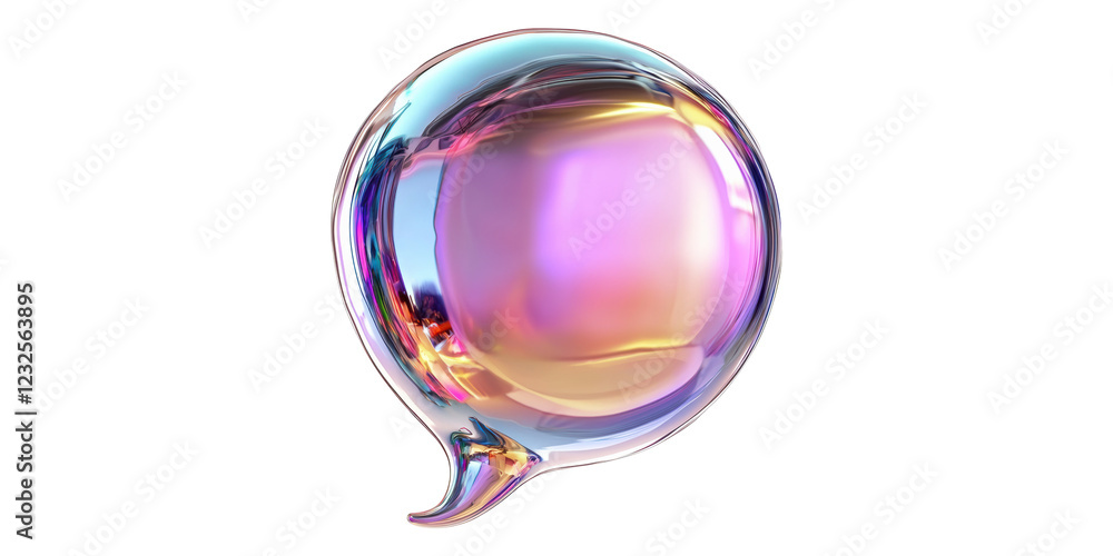 Poster Iridescent speech bubble icon isolated on transparent background