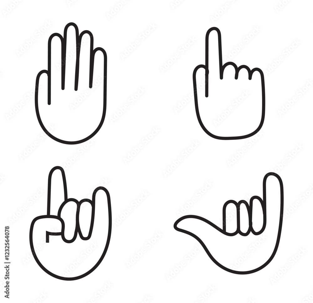 Poster print hand icon set for web and mobile app. hand sign and symbol. 1176