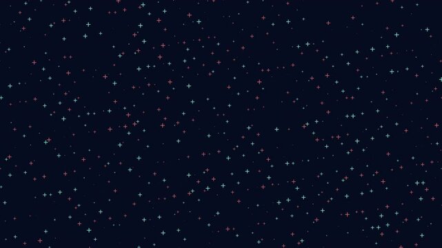 A dark blue backdrop with scattered red and blue dots create a visually intriguing image. The dots are arranged in a seemingly random pattern
