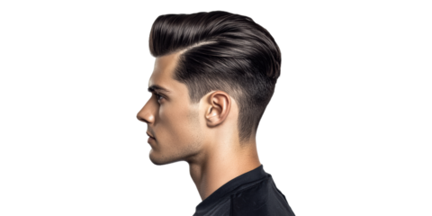 Male profile with styled hair isolated on transparent background