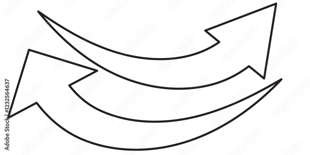Poster red large forward or left pointing solid long arrow icon sketched as vector symbol