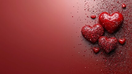 Red hearts, Valentine's Day, romantic background, greeting card design