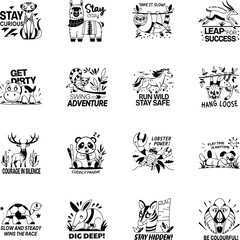 Pack of Glyph Style Wild Animal Stickers 
