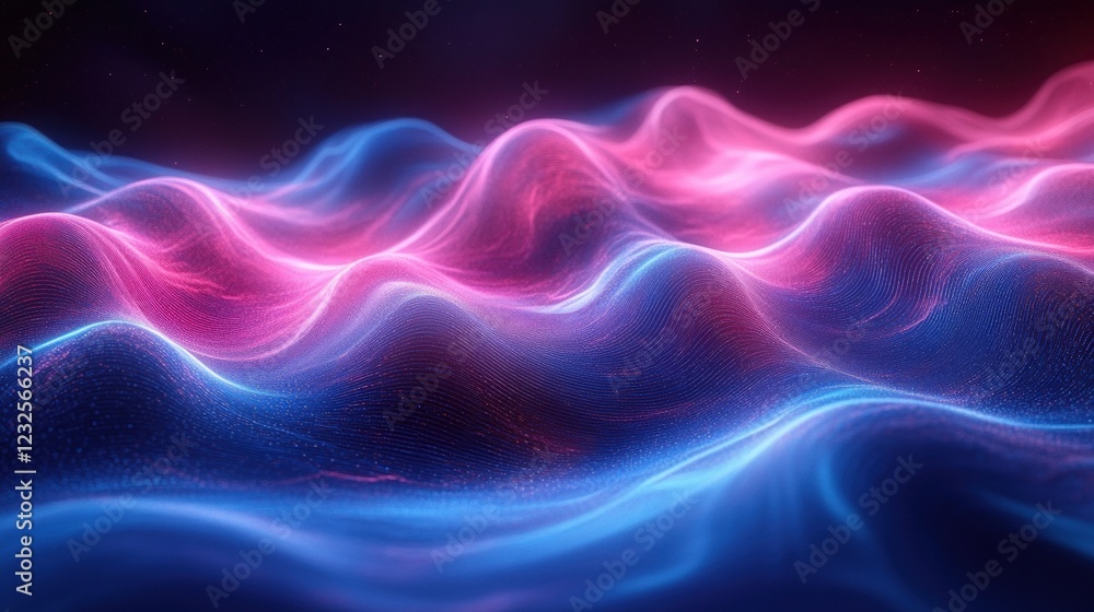 Poster abstract wave background with smooth curves and gradient colors in blue and green tones