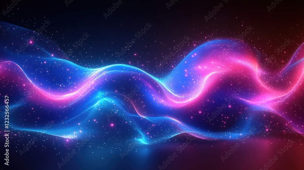 Poster abstract background featuring colorful waves and stars in a vibrant and dynamic composition