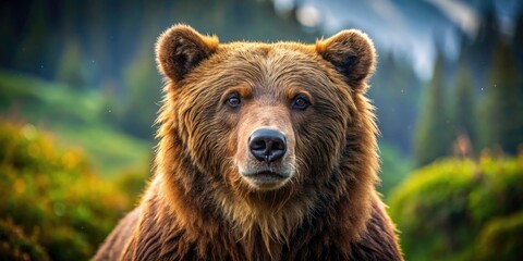 Fototapeta premium Imposing Alaskan grizzly, breathtaking detail, deep focus wildlife photography.
