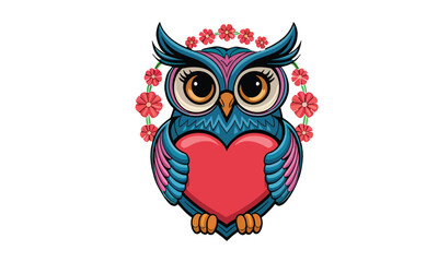 abstract minimal cubism bright and colorful abstract portrait composition of owl