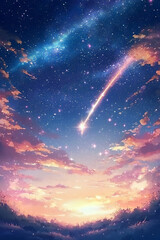 Fototapeta premium The sky is full of stars with pink and orange