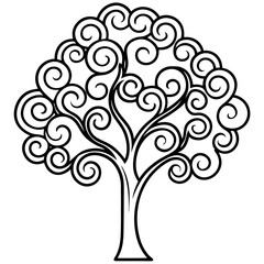 Intricate Swirl Tree Outline Art