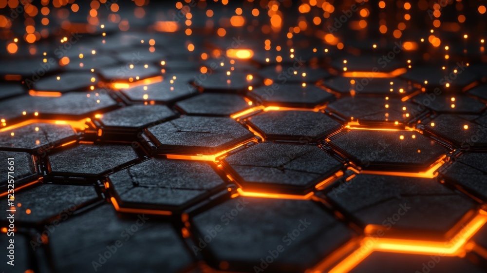 Poster glowing hexagonal grid abstract background