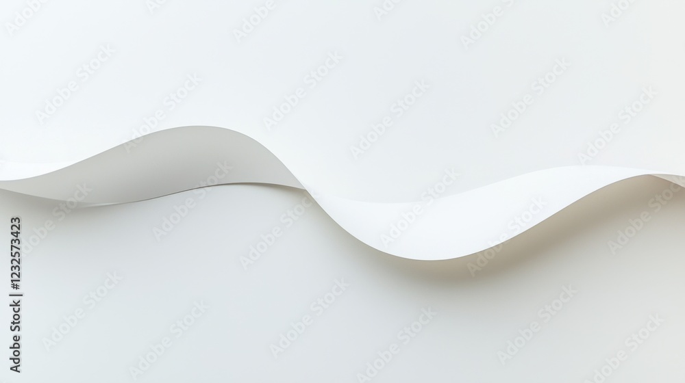 Poster abstract curved paper waves on soft white background for design