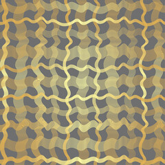 Vector seamless geometric pattern with golden gradient cells on a gray background, For textiles, wallpaper and packaging