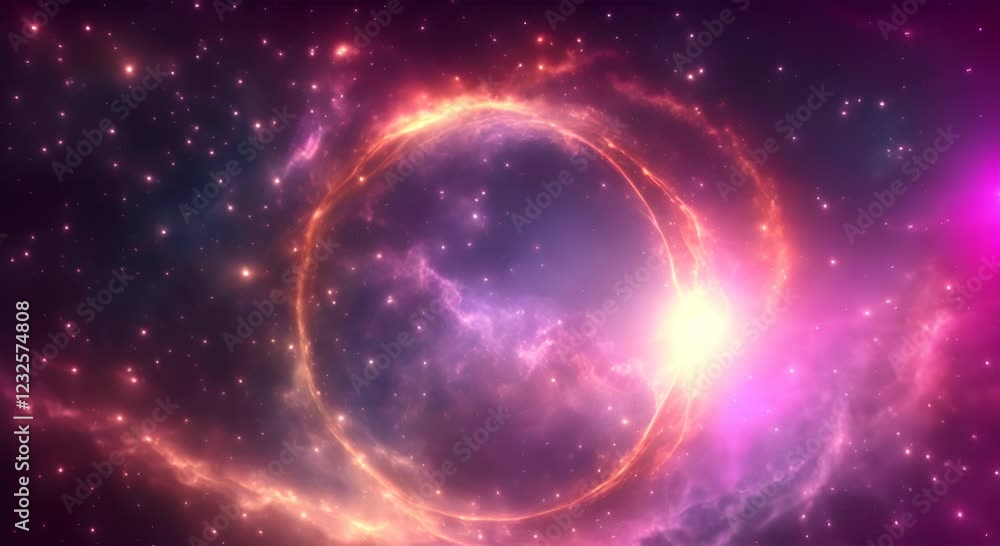 Poster loop animation of space nebula towards light loop animation glowing galaxies and stars passing foota