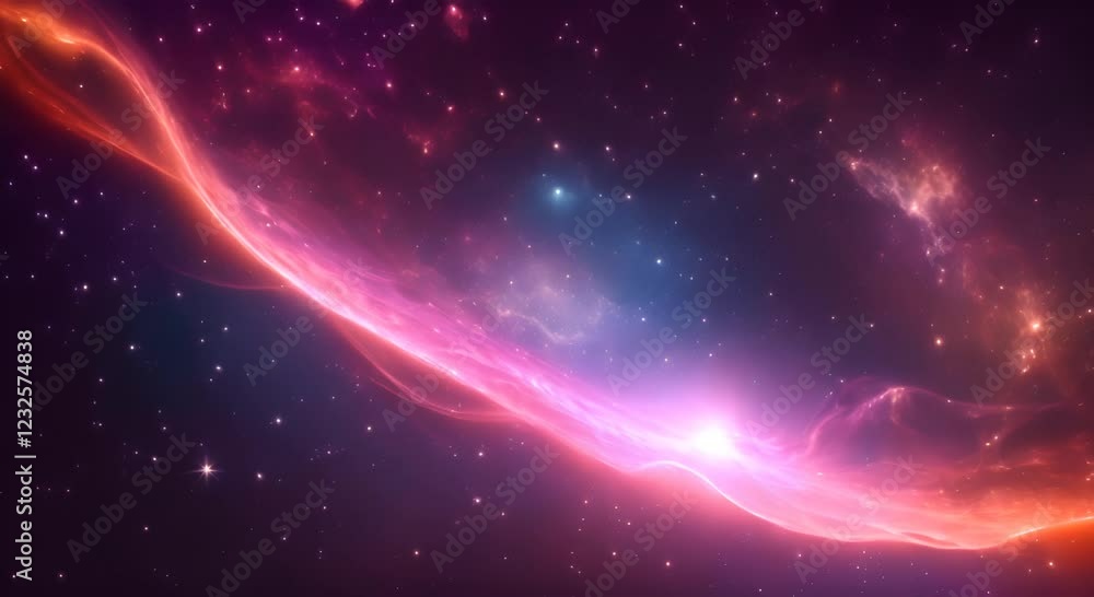 Poster loop animation of space nebula towards light loop animation glowing galaxies and stars passing foota