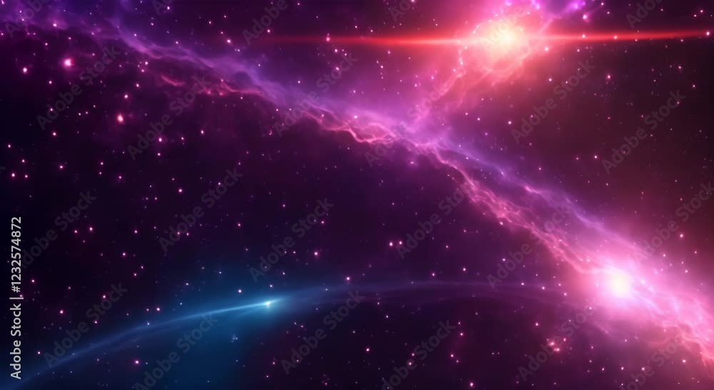 Poster loop animation of space nebula towards light loop animation glowing galaxies and stars passing foota