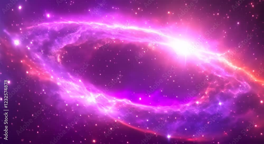 Poster loop animation of space nebula towards light loop animation glowing galaxies and stars passing foota