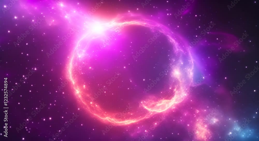 Poster loop animation of space nebula towards light loop animation glowing galaxies and stars passing foota