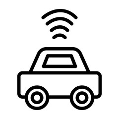Smart Car Vector Line Icon Design