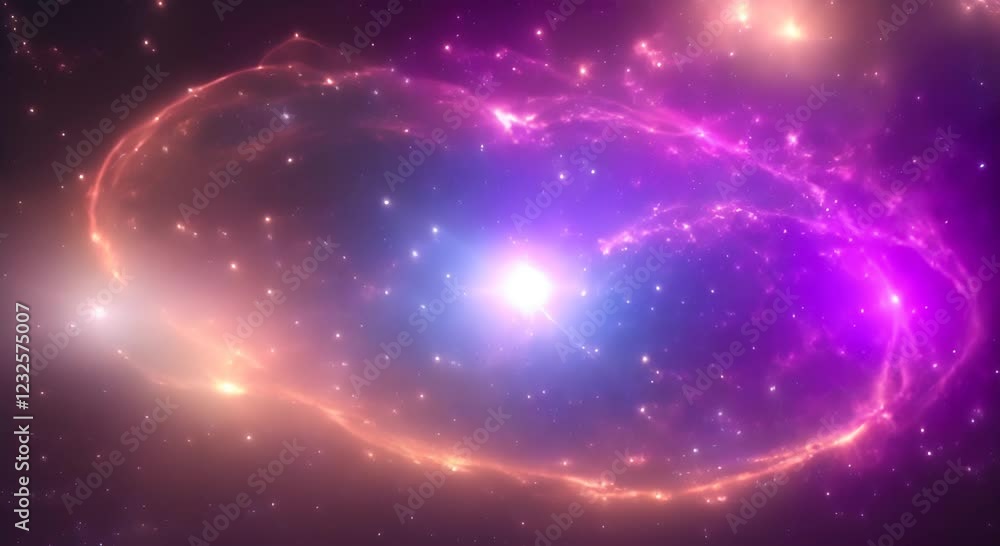 Poster loop animation of space nebula towards light loop animation glowing galaxies and stars passing foota