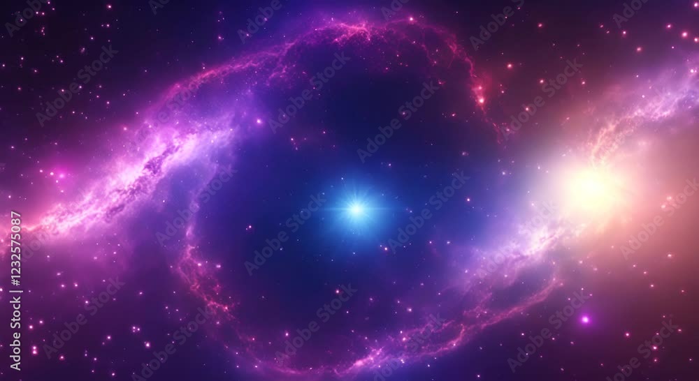 Poster loop animation of space nebula towards light loop animation glowing galaxies and stars passing foota