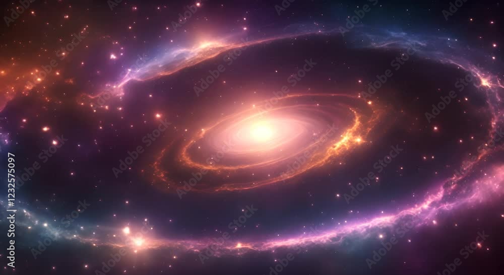 Poster loop animation of space nebula towards light loop animation glowing galaxies and stars passing foota