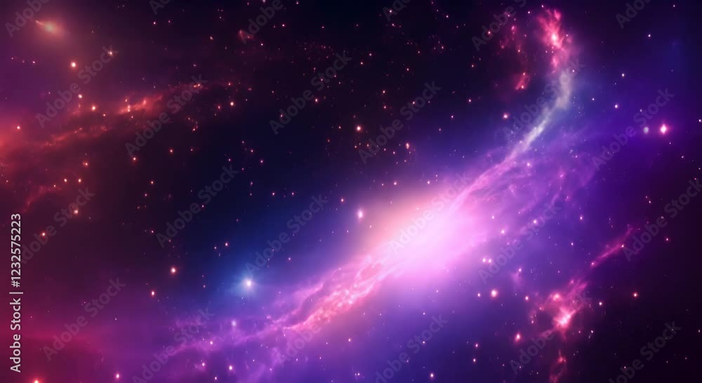 Poster loop animation of space nebula towards light loop animation glowing galaxies and stars passing foota