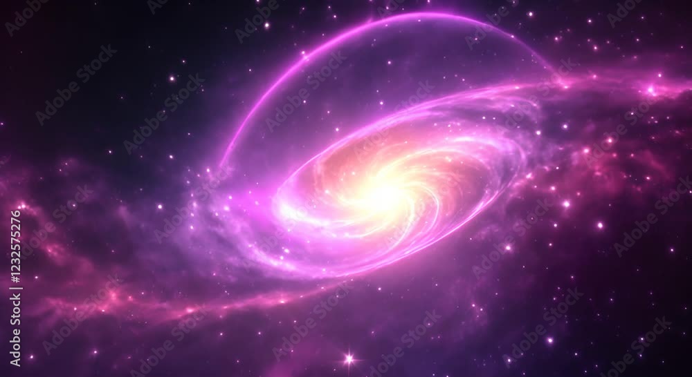 Poster loop animation of space nebula towards light loop animation glowing galaxies and stars passing foota