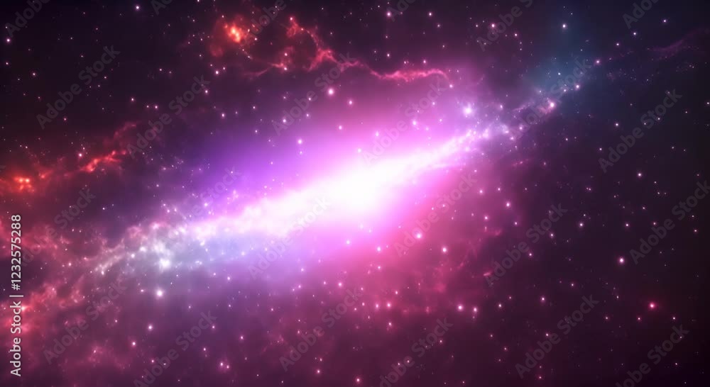Poster loop animation of space nebula towards light loop animation glowing galaxies and stars passing foota