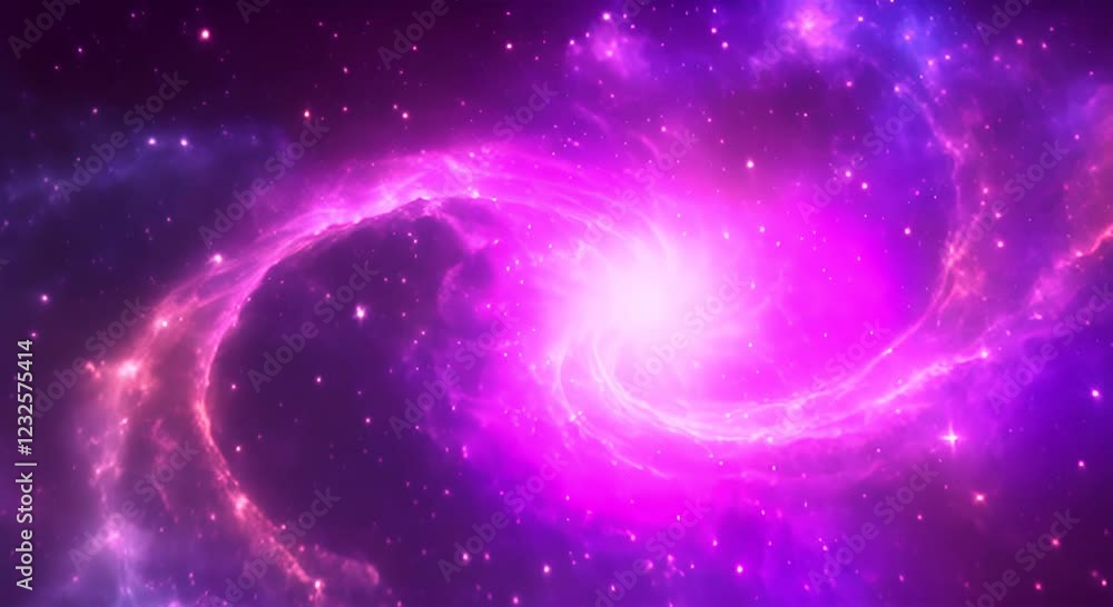 Poster loop animation of space nebula towards light loop animation glowing galaxies and stars passing foota