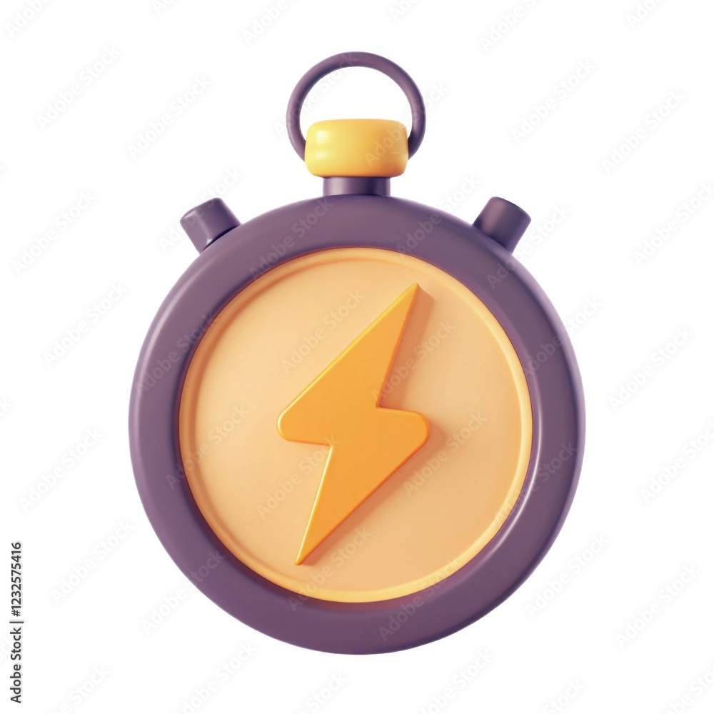 Poster a vibrant stopwatch featuring a lightning bolt, symbolizing speed and precision in timing.