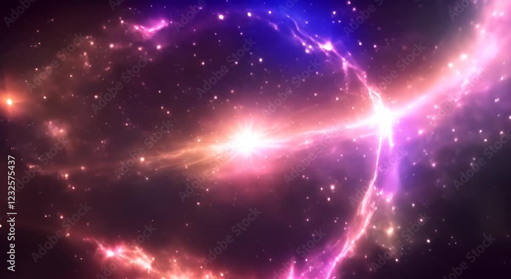 Poster loop animation of space nebula towards light loop animation glowing galaxies and stars passing foota