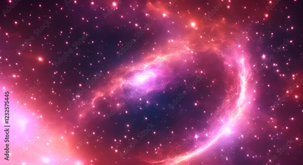 Poster loop animation of space nebula towards light loop animation glowing galaxies and stars passing foota