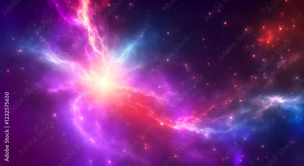Poster loop animation of space nebula towards light loop animation glowing galaxies and stars passing foota