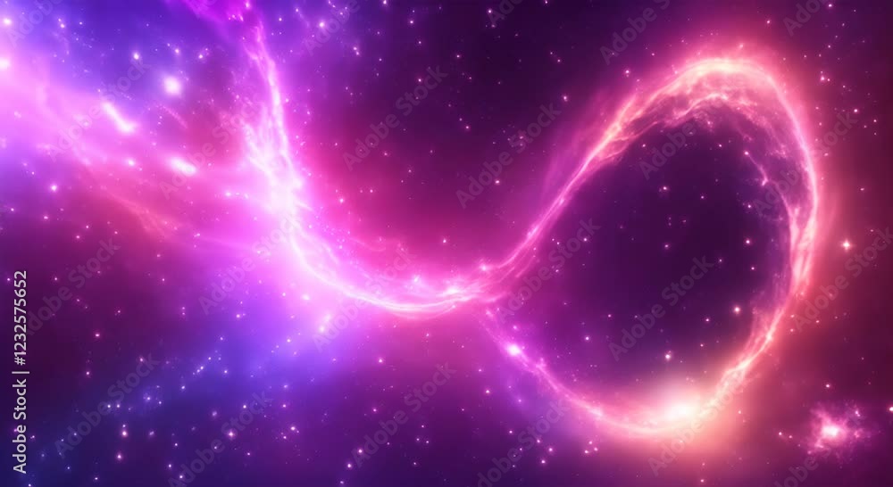 Poster loop animation of space nebula towards light loop animation glowing galaxies and stars passing foota