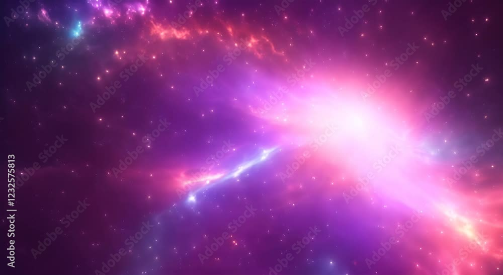 Poster loop animation of space nebula towards light loop animation glowing galaxies and stars passing foota
