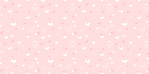 White Heart Seamless Pattern on pink Background. Love romantic theme. Pattern hearts with Love for Valentine's Day. Valentines day background. Vector abstract texture with small hearts