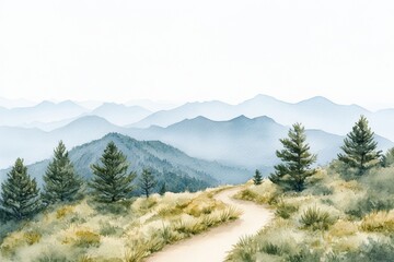 Fototapeta premium Serene mountain path through lush greenery