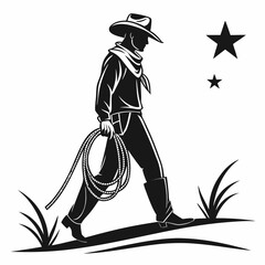 cow boy vector silhouette black design white background