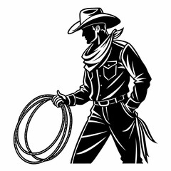 cow boy vector silhouette black design white background