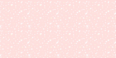 White Heart Seamless Pattern on pink Background. Love romantic theme. Pattern hearts with Love for Valentine's Day. Valentines day background. Vector abstract texture with small hearts