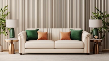 Elegant luxury sofa mockup in modern living room high-end design premium materials cozy atmosphere