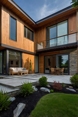 Modern Architectural Home Design: Luxury Living Space with Stunning Outdoor Patio and Landscape