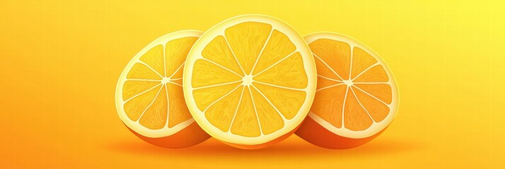 Obraz premium Fresh lemon halves arranged on a vibrant yellow background with a cheerful summer feel for brightening any space. Generative AI