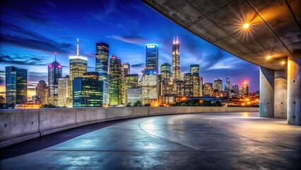 Night's embrace reveals the subtle beauty of exposed concrete's panoramic smoothness.