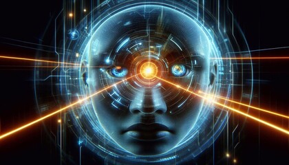 The Future of Vision: High-Tech Eye Scanning with Glowing Laser Beams